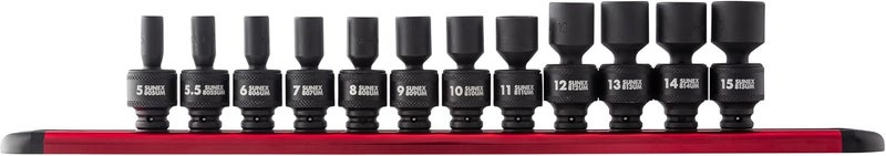 Sunex 1814 1/4 Inch Drive Universal Impact Socket Set - 12-Piece Metric Set (5mm - 15mm) with Cr-Mo Steel Construction - Image 1
